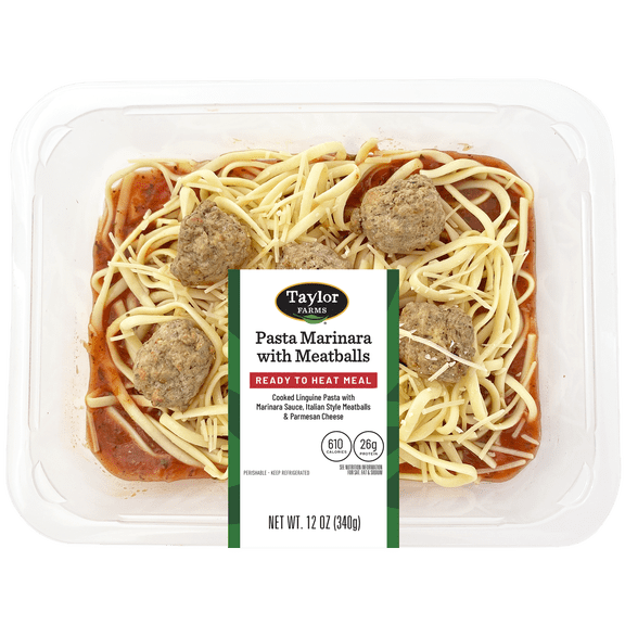 Taylor Farms Pasta Marinara with Meatballs, Microwave Ready Single Serve Meal, 12 oz, Fresh