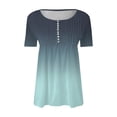 thumbnail image 4 of Sweet Home Farm V Neck T Shirts for Women Summer Tops 2025 Trendy Boho Floral Print Tunic Casual Loose Blouse Short Sleeve Shirts Blue, 4 of 5