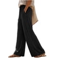 thumbnail image 5 of ZHYou No Boundarie Womens Wide Leg Pants Drawstring High Waist Lightweight Flowy Floor Length Casual Lounge Trousers with Side Pockets,Black,Size M, 5 of 7