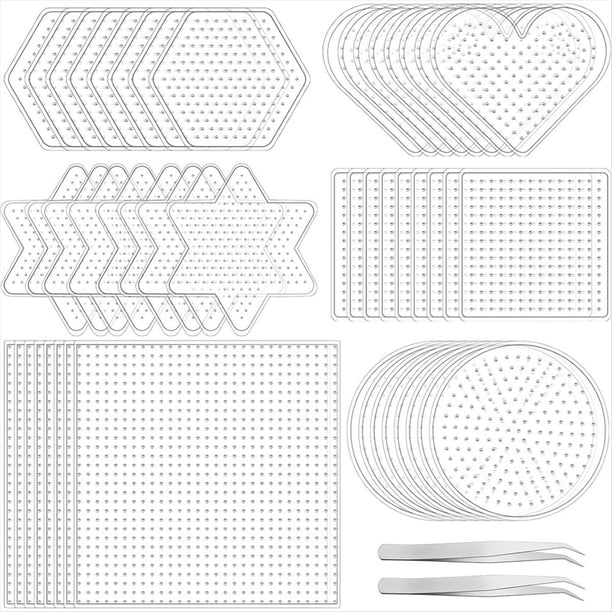Tableros de Cuentas Fusibles de 5 mm, Tableros de Cuentas Grandes de Plástico con 2 Pinzas, Tableros de Cuentas Transparentes para Proyectos de Manualidades con Cuentas.