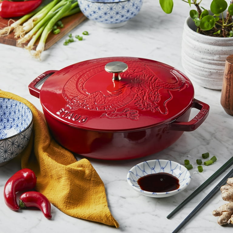 STAUB★29cm★赤 Staub Cast Iron 2.5-qt Saute Pan with Dragon Lid - Cherry