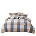 thumbnail image 2 of Edredón King Size, 100 % algodón suave, diseño moderno a cuadros, acolchado extragrande, juego de colcha reversible de algodón, tela de algodón., 2 of 7