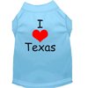 Pet Dog Cat Shirt Screen Printed, "I Love Texas"