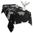 thumbnail image 2 of Black White Snowflake Christmas Table Cloth Waterproof Tablecloths, Winter Xmas Snowflakes Tablecloth Dining Table Cover for Kitchen Party Tabletop Outdoor, Rectangle Tablecloth 60x120 Inch, 2 of 9