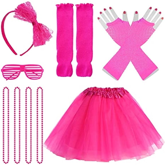 KAWELL 6 in 1 Costume Accessories 1970s 1980s Fancy Outfits and Dress for Cosplay Party Theme Party