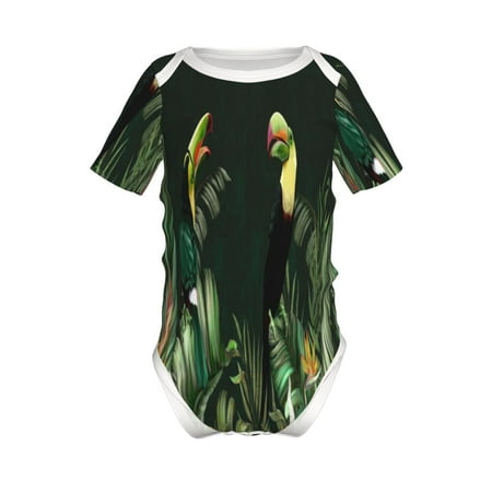 

Yiaed Palm Leaves And Exotic Birds Print Infant Climbing Short Sleeve Onesie One-Piece Baby Bodysuit Clothes 0-12 Months -18 Months