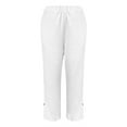 thumbnail image 5 of IDALL Linen Pants Women Petite Pants Plus Size Pants For Women Linen High Elastic Waist Drawstring Ankle Pants Business Casual Pull On Pants With Pockets Baleaf Pants Women Baggy Pants White 2XL, 5 of 5
