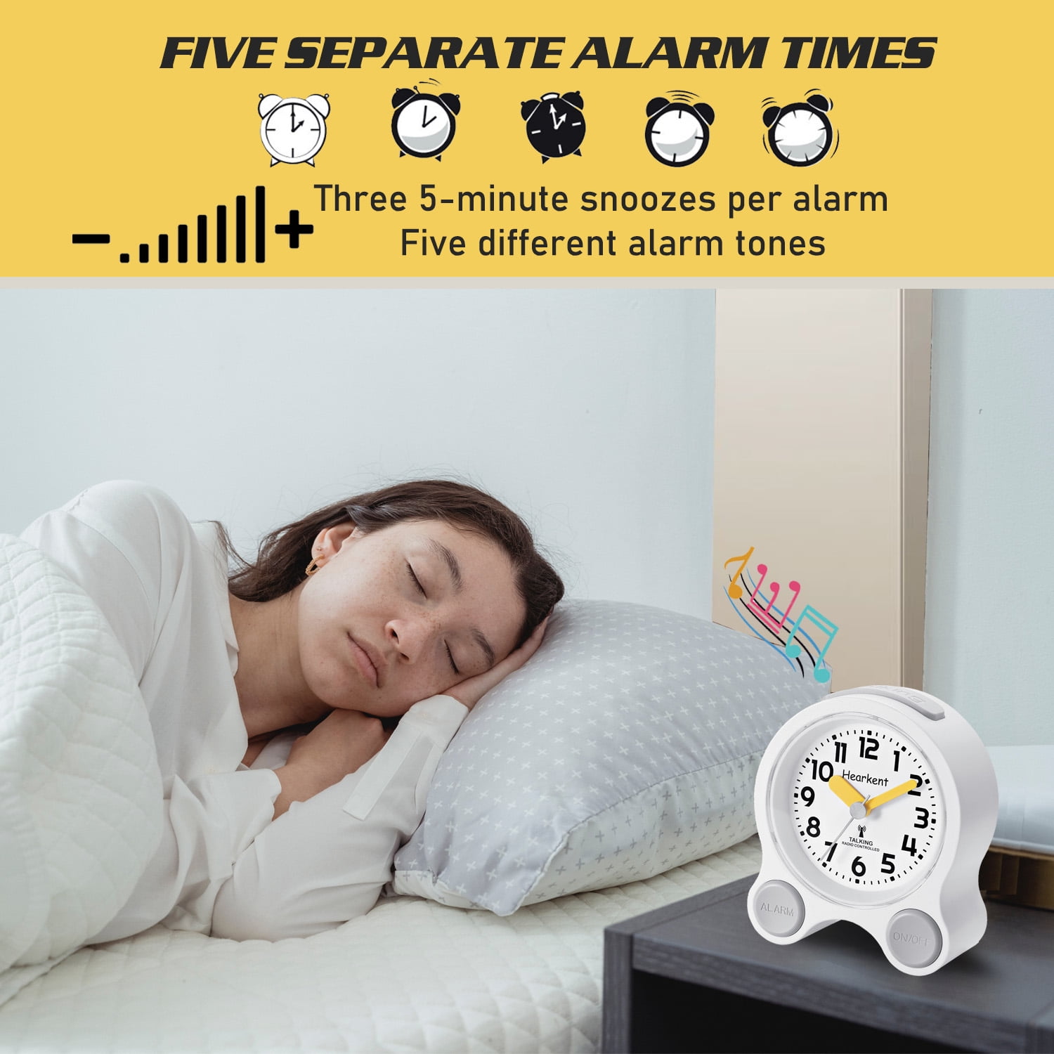Hearkent Atomic Talking Clock 5 Sets of Separate Alarms English Speaking Pleasant Male or Female Voice Switchable
