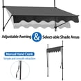 thumbnail image 5 of RJFKSN 78" x 118" Manual Retractable Awning, No Drilling Outdoor Patio Sunshade Shelter, Height & Angle Adjustable Canopy for Backyard, Garden, Balcony, Dark Gray, 5 of 7