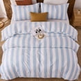 thumbnail image 5 of Rainbow Striped Duvet Cover Set Queen Size, 100% Cotton Bedding Set with Zipper Closure & 8 Corner Ties, Luxury Linen Like Bedding, Soft Breathable Comforter Cover for All Seasons, 5 of 12