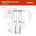 thumbnail image 2 of Muletas Grandes de Aluminio Magnimed OA6925L Soportan hasta 100kg Axilares acojinados regatones antiderrapantes, 2 of 8