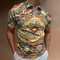 thumbnail image 2 of Heritage Bohemian Floral Traditional Moroccan Style Men Zipper T-shirt Summer Casual Short Sleeve T-shirt Top, 2 of 7