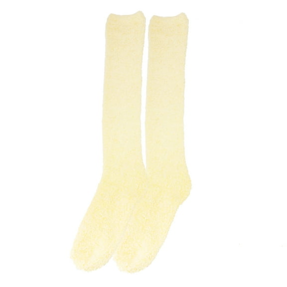 BambooMN Women's Fuzzy Feather Soft Cozy Knee High Socks - Yellow - Regular - 1 Pair