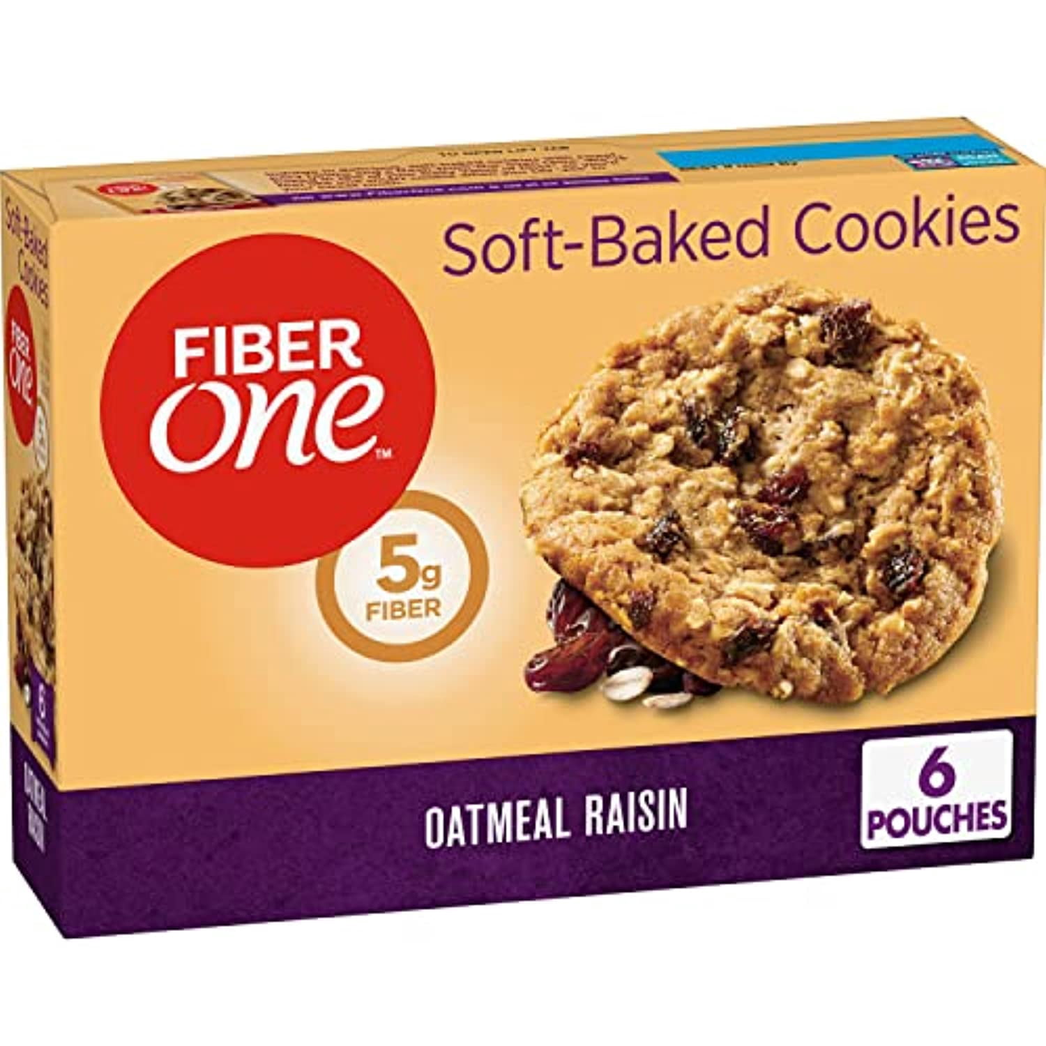 Fiber One SoftBaked Cookies, Oatmeal Raisin, 6 Ct, 6.6 Oz