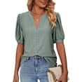 thumbnail image 1 of Camisas para mujer Camisetas casuales con cuello en V Puff Manga corta Tops de verano Blusas tipo túnica S-XXLVerde oscuroXX-Large esquí esquí Gafas de esquí, 1 of 4