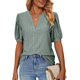 thumbnail image 1 of Camisas para mujer Camisetas casuales con cuello en V Puff Manga corta Tops de verano Blusas tipo túnica S-XXLVerde oscuroXX-Large esquí esquí Gafas de esquí, 1 of 4