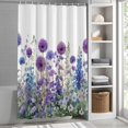 thumbnail image 6 of Watercolor Floral Shower Curtain Set, Waterproof Shower Curtains for Bathroom, Spring Garden Onion Flowers Lavender Plants Washable Fabric Bath Curtain for Bathtub Decoration with Hooks 54x78 Inches, 6 of 9