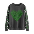 thumbnail image 4 of Cadancy St Patrick Shirts for Women Irish Shamrock Heart Graphic Long Sleeve Pullover Sweatshirts Crewneck Casual Loose Tops Fashion Funny Holiday Outfits, 4 of 5