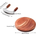 thumbnail image 6 of Salad Chopper With Round Wood Cutting Board - Mezzaluna Knife with Protective Cover and Anti-Slip Handle Stainless Steel Chopper Vegetable Cutter Onion Chopper Mincing Knife Pizza Cutter, 6 of 6