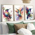 thumbnail image 2 of Set of 3 Bohemian Style Hummingbird Canvas Art Prints, Watercolor Birds Wall Decor, Unframed Modern Abstract Artwork for Living Room, 2 of 4