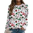 thumbnail image 2 of Mode Noël Femmes Imprimé Manches Longues Confortable Respirant Col Rond Chemise Hauts, 2 of 6