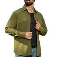 thumbnail image 2 of Mens Sweatshirts, Men's Causal Shirt Jacket Lightweight Long Sleeve Overshirt Classic Button down Shacket Jacket with 2 Flap Pockets, 2 of 7