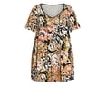 thumbnail image 3 of Avenue Women's Plus Size Swing Panel Print Tunic Top Short Sleeve V-Neckline, Female, 3 of 4