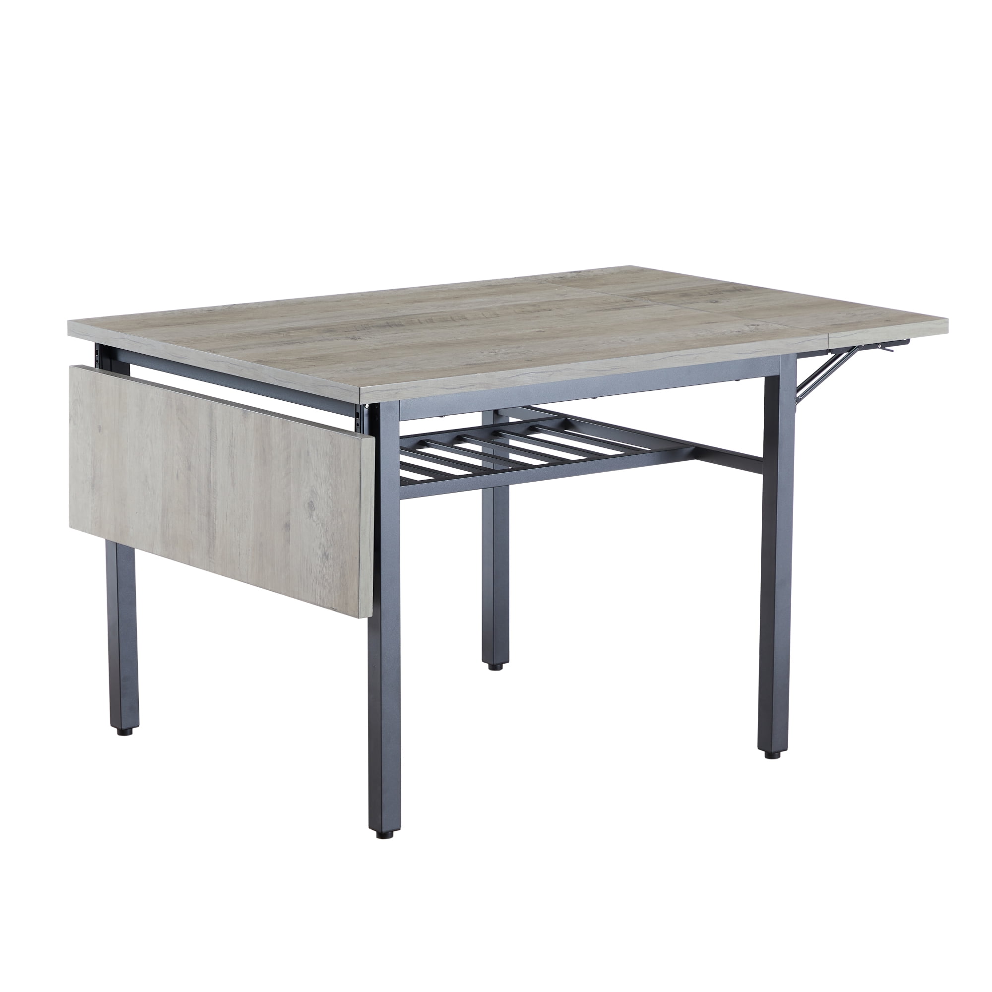 Folding Dining Table,Drop Leaf Kitchen Table for 2-6 People,Extension Dinner Table for Small Spaces,63.2'' L x 35.5'' W x 30.5'' H,Gray