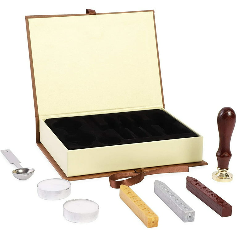 Letter Wax Seal Stamp Kit in Box Set, Bee Design (7 Pieces)