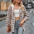 thumbnail image 2 of New Plus Size Plaid Jackets for Womens 2024 Autumn and Winter New Hooded Sweater With Button Up Casual Shirt Jacket, 2 of 9