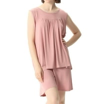 Defitshape Women's Plus Size Pajama Set Cotton 2 Piece Pj Sleepwear Sleeveless Tank and Shorts Nightwear Lounge Loungewear with Pockets Soft Comfy Pink 3X
