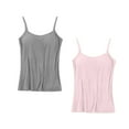 thumbnail image 3 of Kaemgyyd 2 Pack Womens Camisole with Padded Bra Spaghetti Strap Cami Comfy Undershirt Lounge Workout Tank Tops, 3 of 3