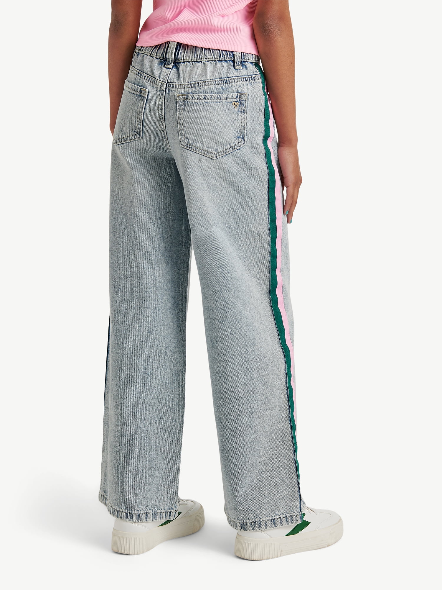 Justice Girls Side Stripes Textured Jeans, Sizes 6-18, Slim & Plus