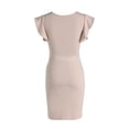 thumbnail image 6 of Gureui Women Elegant Wrap Maxi Bodycon Dress Sexy Deep V-Neck Ruffle Sleeve Vintage Comfy Wedding Cocktai Party Fashion Pencil Midi Dress, 6 of 9