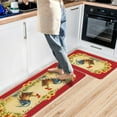 thumbnail image 3 of Farmhouse Kitchen Rugs and Mats Set of 2, Farm Red Rooster Kitchen Rug, Washable Non Skid Floor Mat for Home Kitchen Decor - 17x29 and 17x47 Inch, 3 of 6