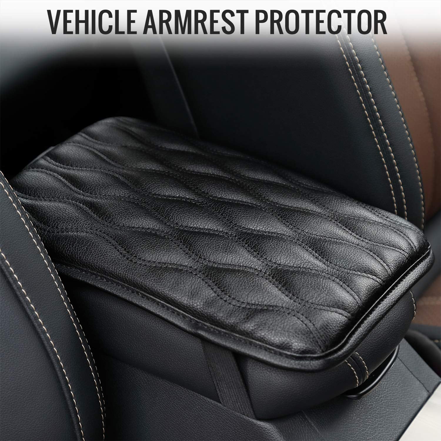 Ezzy Auto Leather Armrest Lid Cover Skin Armrest Center Console Cover fit for 2018 GMC Terrain 