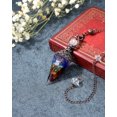 thumbnail image 1 of Chakra Resin Crystal Pendulum 6 Faceted Point Gemstone Reiki Healing Pendulums (Red copper,colorful stone), 1 of 4