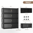 thumbnail image 7 of Collapsible Stackable 320Gal Heavy Duty Storage Bins with Lids, 4-Pack Rolling Organizer Cabinet with Doors for Home & Bedroom, Black, 39.4" W, 7 of 7