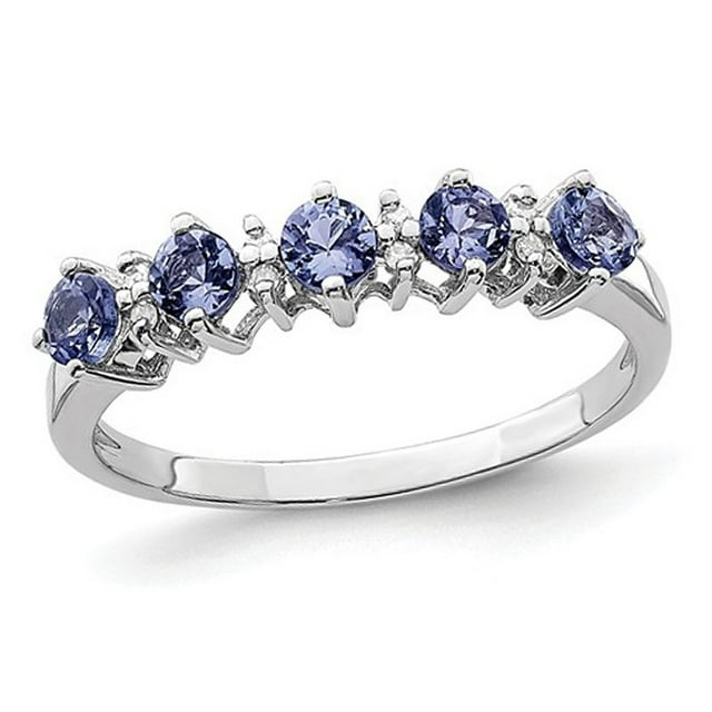1/2 carat (ctw) Tanzanite Ring in Sterling Silver with Accent Diamonds