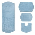 thumbnail image 5 of Home Weavers Waterford Collection 100% Cotton Non-Slip Bathroom Rug Set Machine Washable Bathroom Rug, Bath Rug, U Shaped Contour, Runner, Blue Color 4 Piece Bath rug set, 5 of 8