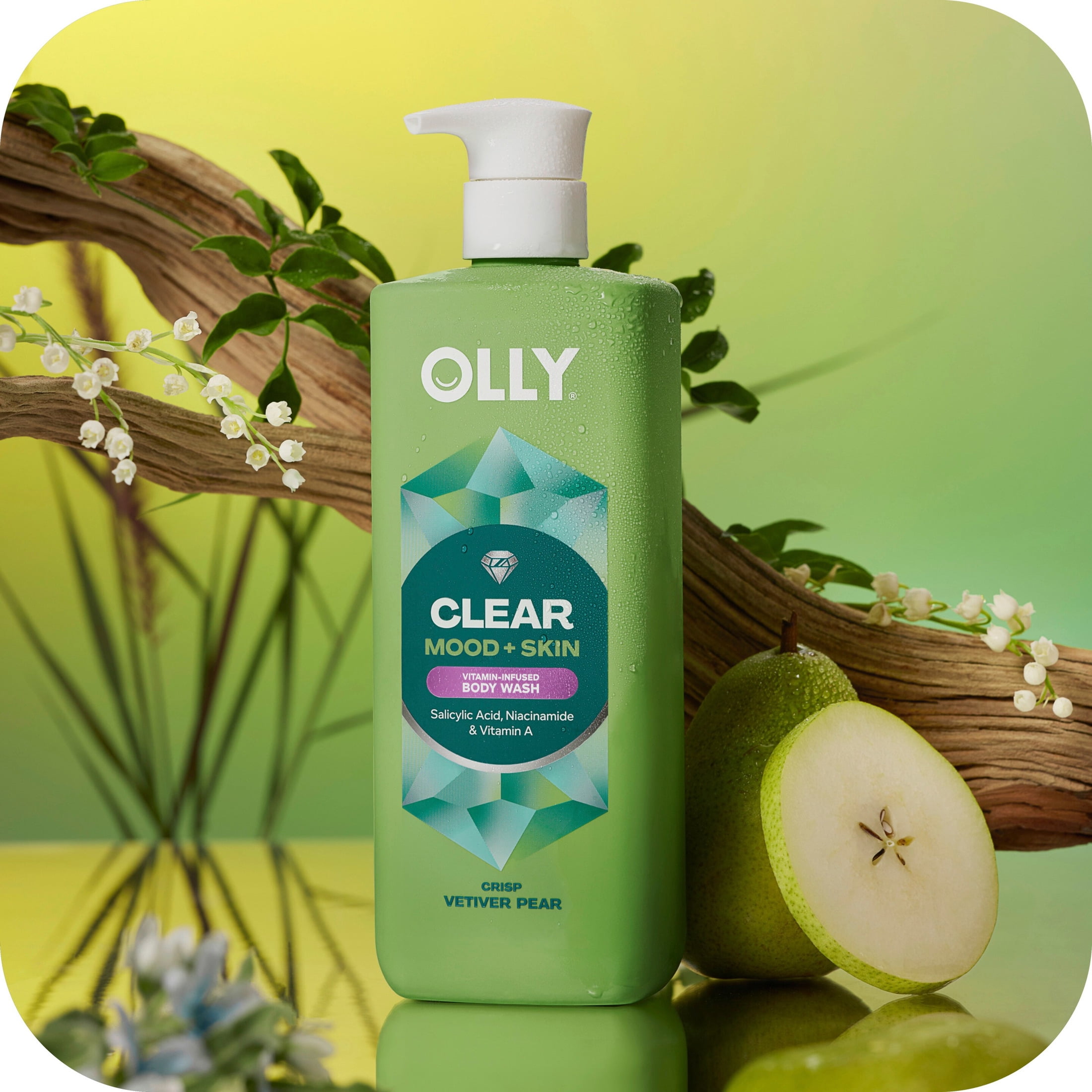 OLLY Body Wash With Salicylic Acid, Niacinamide & Vitamin A Clear Mood + Skin For Smoother Skin ,17 fl oz