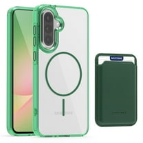 Dteck for Samsung Galaxy S25 with Magnetic Removable Magnetic Card Holder Wallet, With Magnetic Wallet Cards, Shockproof Slim Back Hard Case, Green