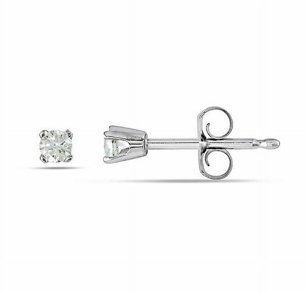 2mm Natural Round Diamond Tiny Stud Earrings in Solid 14k White gold Plated