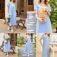thumbnail image 5 of Avidlove Long Nightgowns for Women Henley Floral Ladies Gowns Short Sleeve Btton Neck Nightdress House Dress Sleepwear with Pockets, 5 of 6