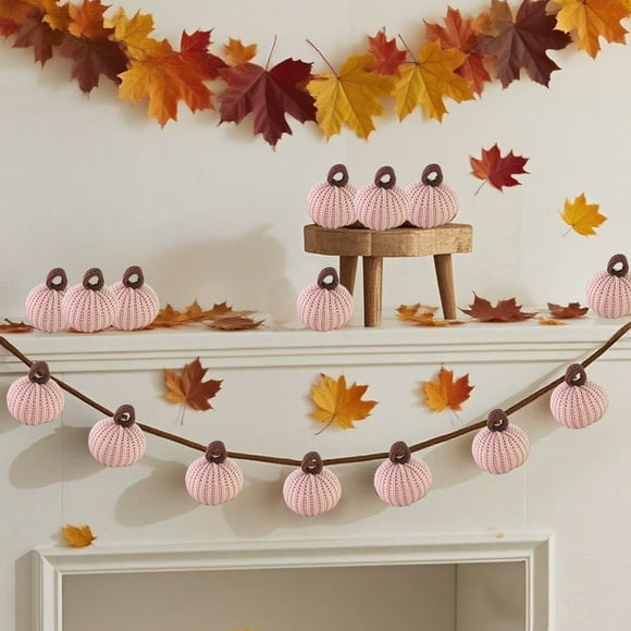 Oioii 2in Fall Thanksgiving Pumpkin Hanging Ornaments Fabric Pumpkin Hanging Small Tree Ornament for Fall Thanksgiving Home Farmhouse Harvest Party Decor