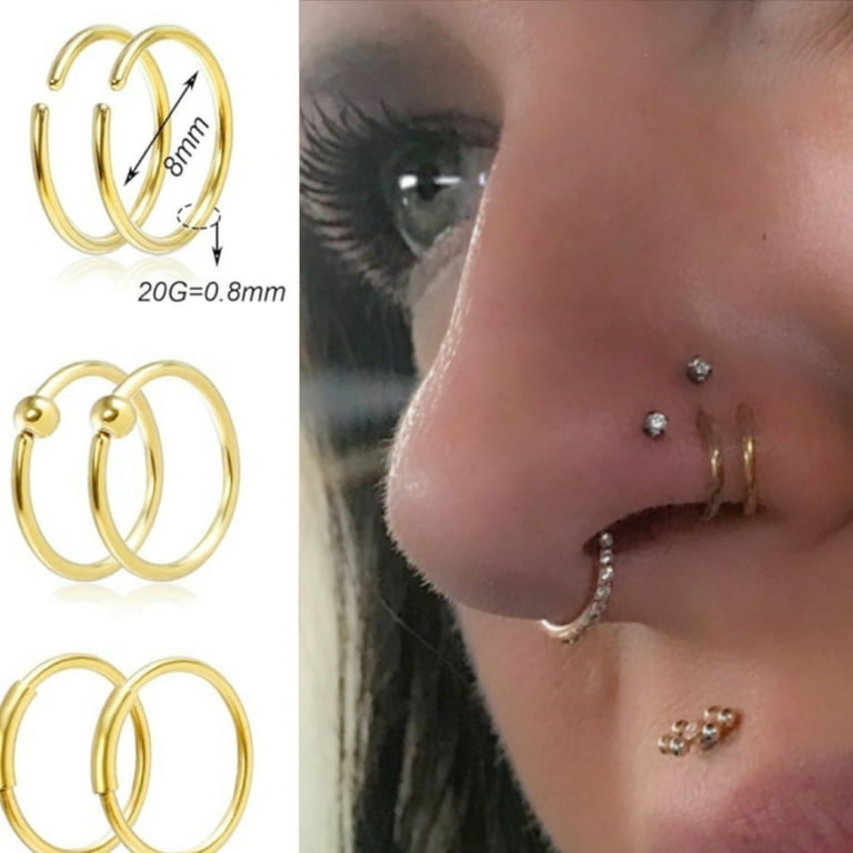 DAILI 8 STKS Hypoallergene Titanium Neus Ring Stud, Gouden Neus Hoop voor Vrouwen Mannen Zilveren Dunne Neus Ringen L-Vorm Kurkentrekker CZ Dunne Neus Piercing Sieraden 2mm/2.5mm/3mm Kleine Neus Studs DAILI 8 STKS Hypoallergene Titanium Neus Ring Stud, Gouden Neus Hoop voor Vrouwen Mannen Zilveren Dunne Neus Ringen L-Vorm Kurkentrekker CZ Dunne Neus Piercing Sieraden 2mm/2.5mm/3mm Kleine Neus Studs
