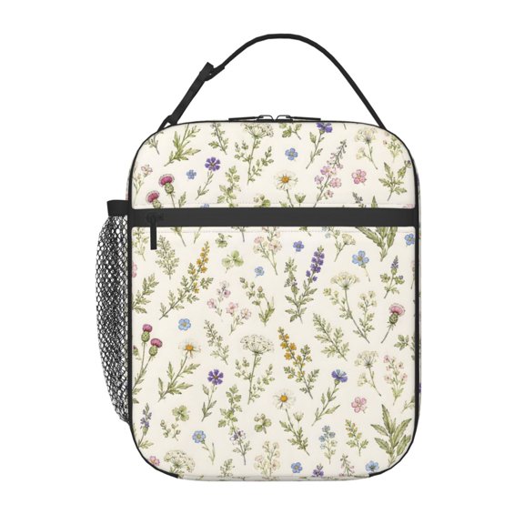 Wildflower Botanical Lunch Bag Reusable Thermal Lunch Box with Handle for Women and Men