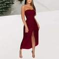 thumbnail image 4 of Ecqkame 2025 Women's Long Formal Dress Sexy Split Sleeveless Off Shoulder Solid Color Dresses Hollow Out Wrap Chest Flowy Dresses Wine L, 4 of 7