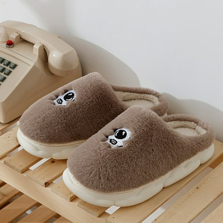 

Winter Warm Cotton Slippers Thick Soft Sole Slippers Men Women Indoor Floor Flat Solid Colo Home Non-slip Shoes Couple Slippers