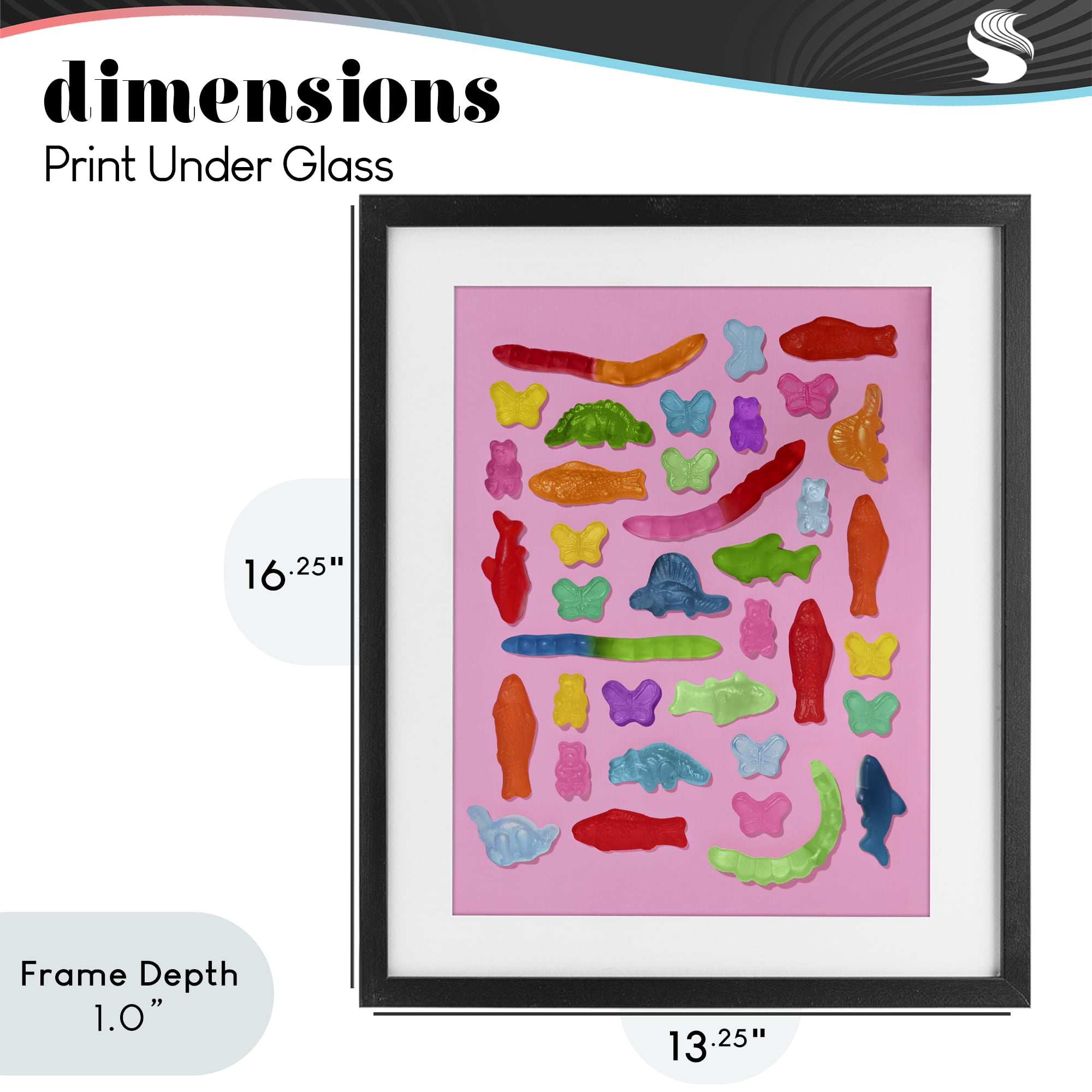 Stupell Industries Pink Gummy Animal Collage Black Framed Print Under Glass, design by LISH Creative